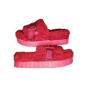 UGG Fluffita Flatform Sandal Slipper Women's 7 Red 1113475